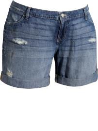 Women's Plus Distressed Paint-Stained Denim Shorts (8")