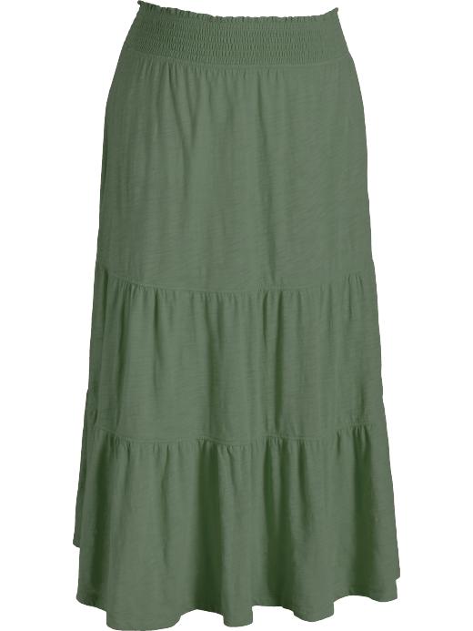 Womens Plus Slub-Knit Tiered Maxi Skirts