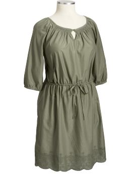 Women's Plus Drawstring-Waist Eyelet Dresses