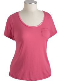 Women's Plus Satin-Trim Pocket Tees