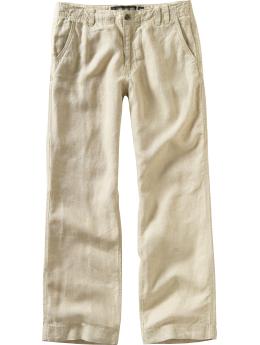 Men's Plain-Front Linen-Blend Pants