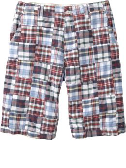 Men's Plain-Front Patchwork Shorts (12")