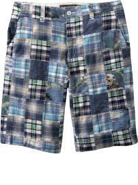 Men's Plain-Front Patchwork Shorts (12")