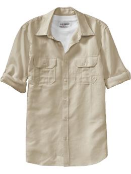 Men's Linen-Blend Pilot Shirts