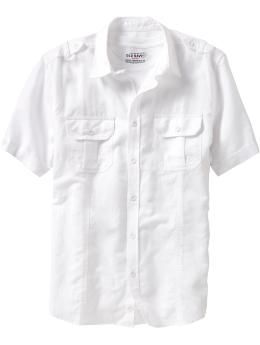 Men's Linen-Blend Pilot Shirts