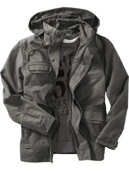 Men's Hooded Twill Military Jackets