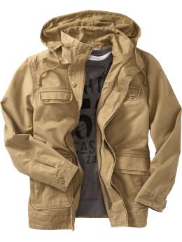 Men's Hooded Twill Military Jackets