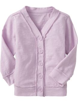 Raw-Edged Slub-Knit Cardigans for Baby
