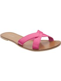 Women's Faux-Patent Cross-Strap Sandals