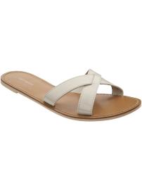 Women's Faux-Patent Cross-Strap Sandals