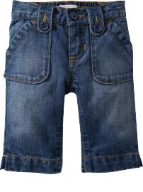 Button-Tab Denim Capris for Baby