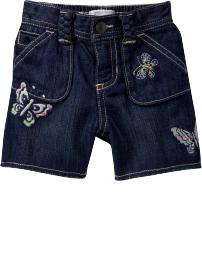 Embroidered Cut-Off Denim Shorts for Baby