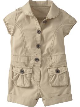Button-Front Cargo Romper for Baby