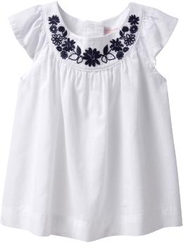 Floral-Embroidered Yoke Tops for Baby