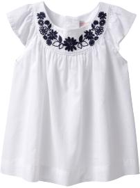 Floral-Embroidered Yoke Tops for Baby