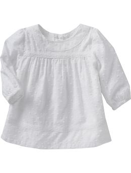Swiss-Dot Crochet-Trim Tops for Baby