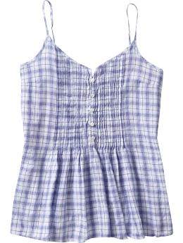 Women's Linen-Blend Pintuck-Front Camis