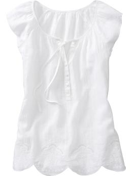 Women's Embroidered Linen-Blend Tops