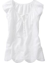 Women's Embroidered Linen-Blend Tops