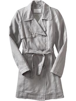 Women's Linen-Blend Trench Coat :  coat linen coat trench trench coat