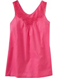 Women's Lightweight Crochet-Trim Tops
