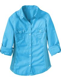 Women's Ribbed-Trim Camp Shirts
