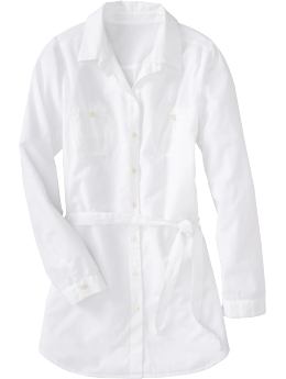 Women: Women's Tie-Belt Tunics - Bright White