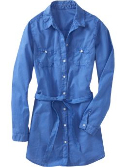 Women: Women's Tie-Belt Tunics - Blue Print