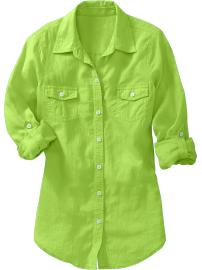 Women's Linen-Blend Boyfriend Shirts