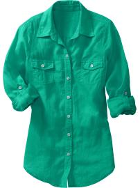 Women's Linen-Blend Boyfriend Shirts