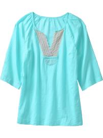 Women's Linen-Blend Crochet-Trim Tunics