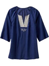 Women's Linen-Blend Crochet-Trim Tunics
