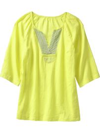 Women's Linen-Blend Crochet-Trim Tunics
