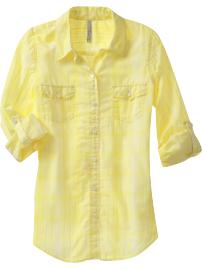 Women's Plaid Roll-Sleeve Camp Shirts