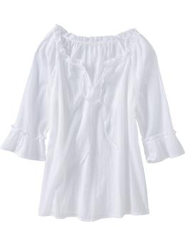 Women's Ruffle-Trim Keyhole Tops