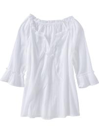 Women's Ruffle-Trim Keyhole Tops