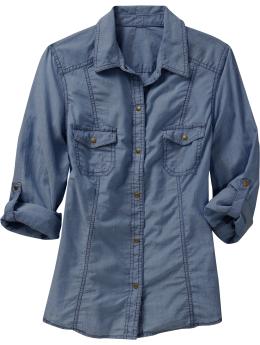 Women's Roll-Up Chambray Camper Shirts