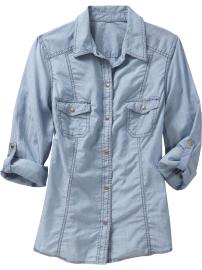 Women's Roll-Up Chambray Camper Shirts