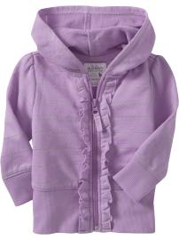 Striped Ruffle-Trim Zip Hoodies for Baby