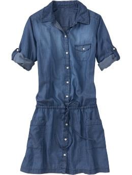 Women's Clothes: Women's Chambray Drop-Waist Shirt Dresses: Apparel New Arrivals | Old Navy