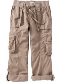 Women's Rib-Knit Waist Roll-Up Cargos