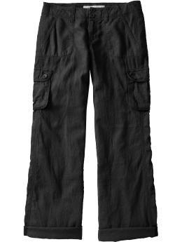 Women's Low-Rise Linen-Blend Cargos