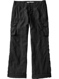 Women's Low-Rise Linen-Blend Cargos