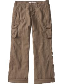 Women's Low-Rise Linen-Blend Cargos