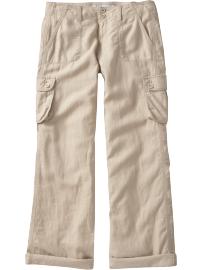 Women's Low-Rise Linen-Blend Cargos