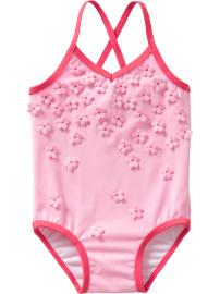 Daisy-Appliqu� Swimsuits for Baby
