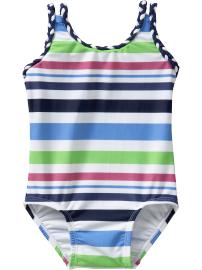 Striped Braided-Trim Swimsuits for Baby
