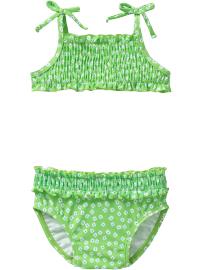 Smocked Flower-Print Bikinis for Baby