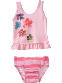 Floral-Graphic Ruffled Tankinis for Baby
