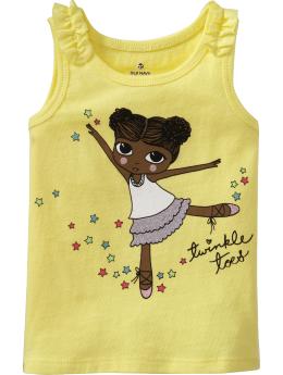 Ruffled Ballet-Graphic Tanks for Baby